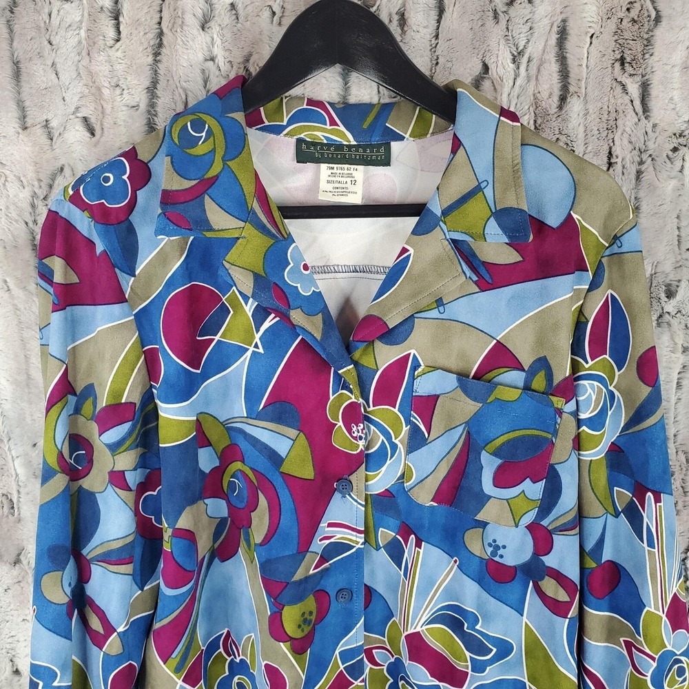 Vintage Harvé Benard FUNKY MOD Women's Size 12 Button Down Collared Blouse